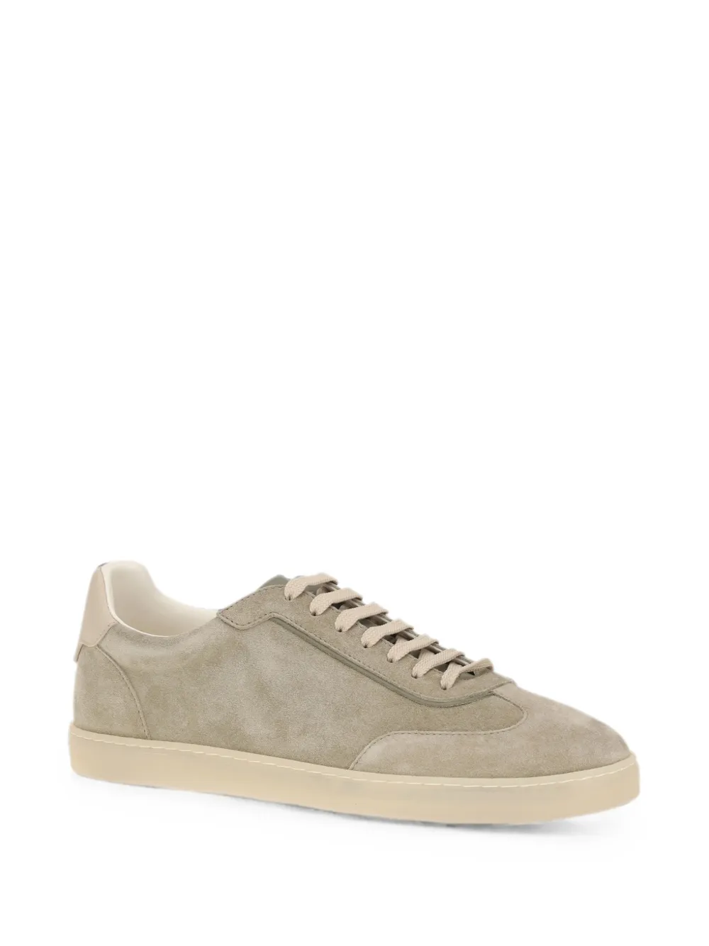 Brunello Cucinelli lace-up suede sneakers Beige