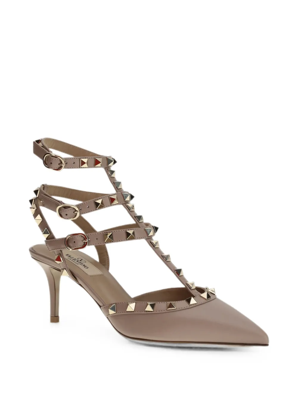 Valentino Garavani Rockstud ankle-strap mules Beige