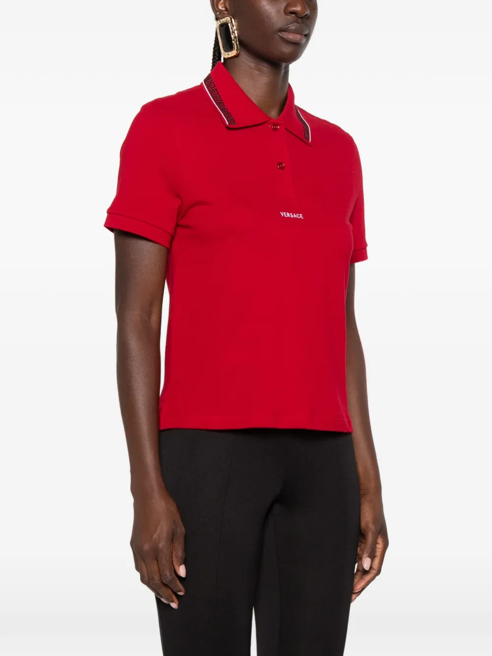 Versace Poloshirt met Greca-afwerking Rood