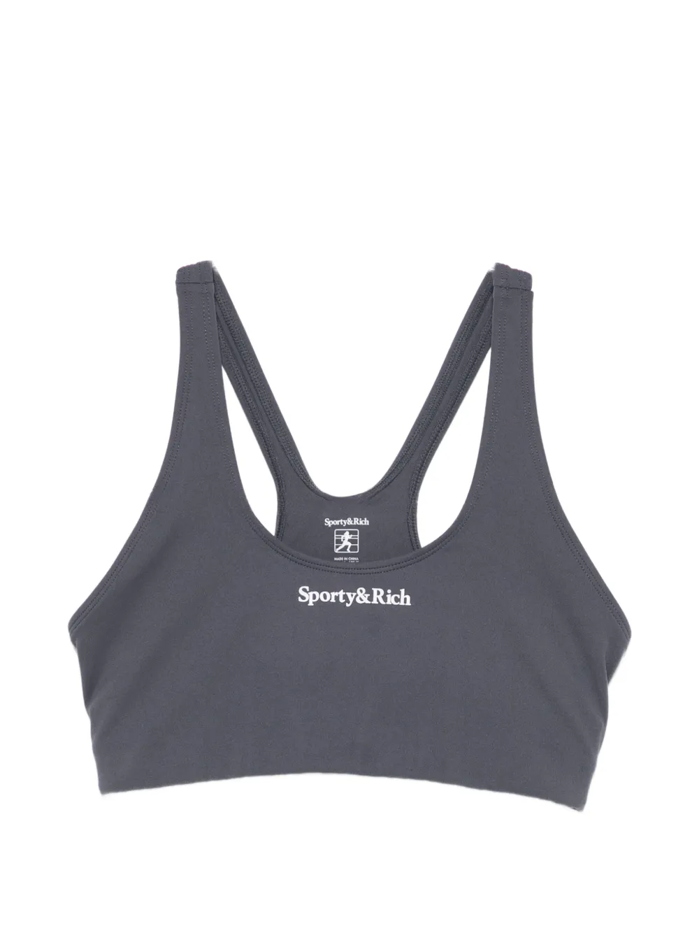 Sporty & Rich logo-print racerback sports bra - Grigio
