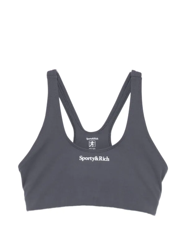 【SPORTY&RICH】Health Active Bra Sporty & Rich logo-print Racerback Sports Bra | Grey | FARFETCH IL