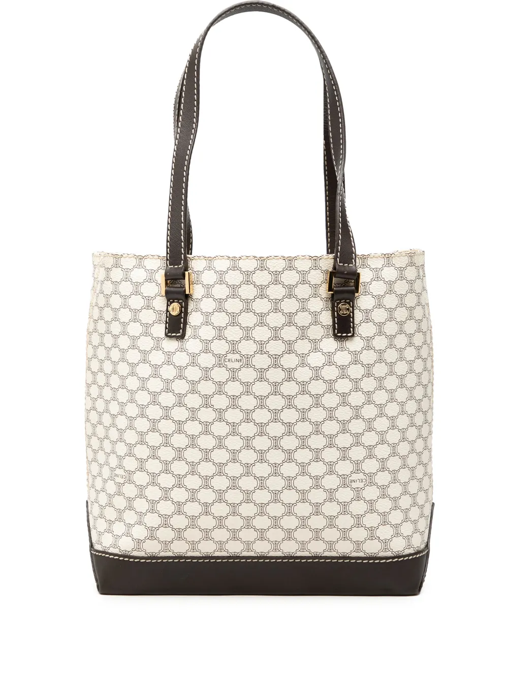 Celine Pre-Owned 20th Century Boston Handtasche aus Macadam-Canvas - Weiß
