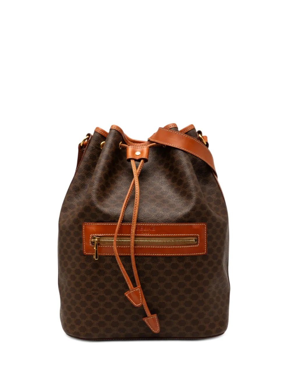 Celine Pre-Owned Borsa a secchiello Macadam in tela cerata con coulisse 1996 - Marrone