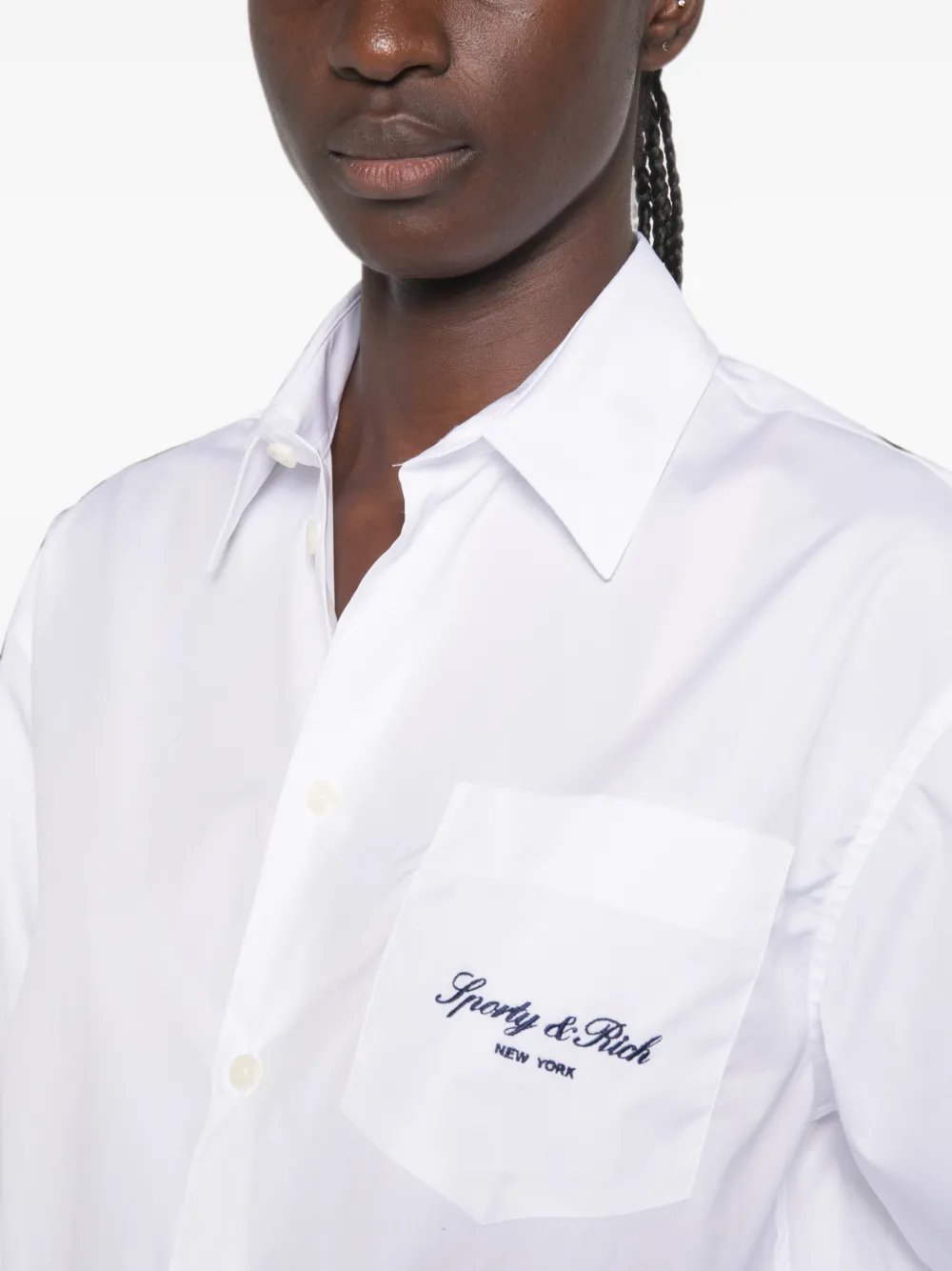 Sporty & Rich blouse met geborduurd logo Wit