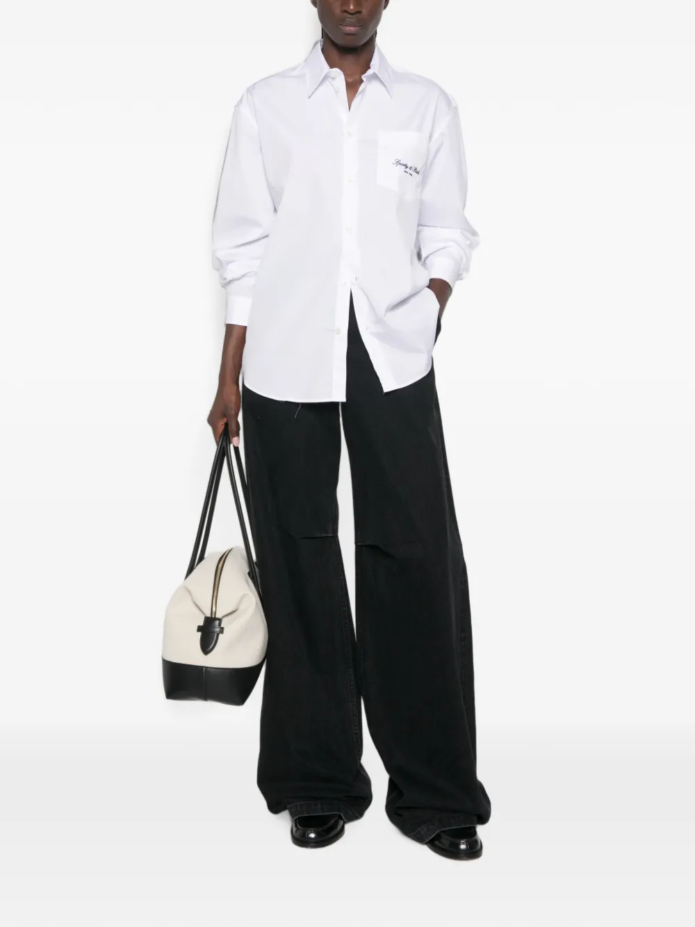 Sporty & Rich blouse met geborduurd logo Wit