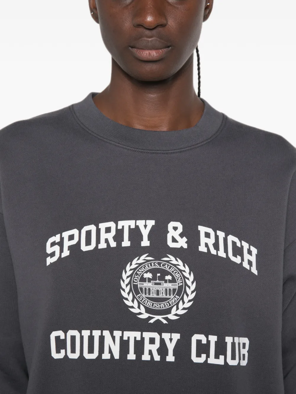 Sporty & Rich Trui met logoprint Grijs