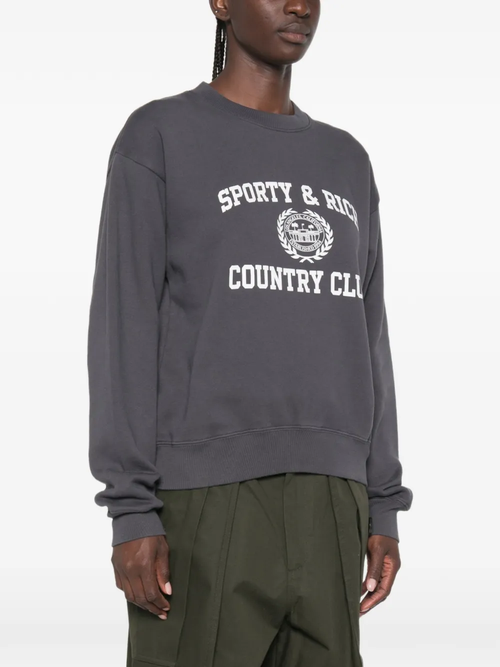 Sporty & Rich Trui met logoprint Grijs