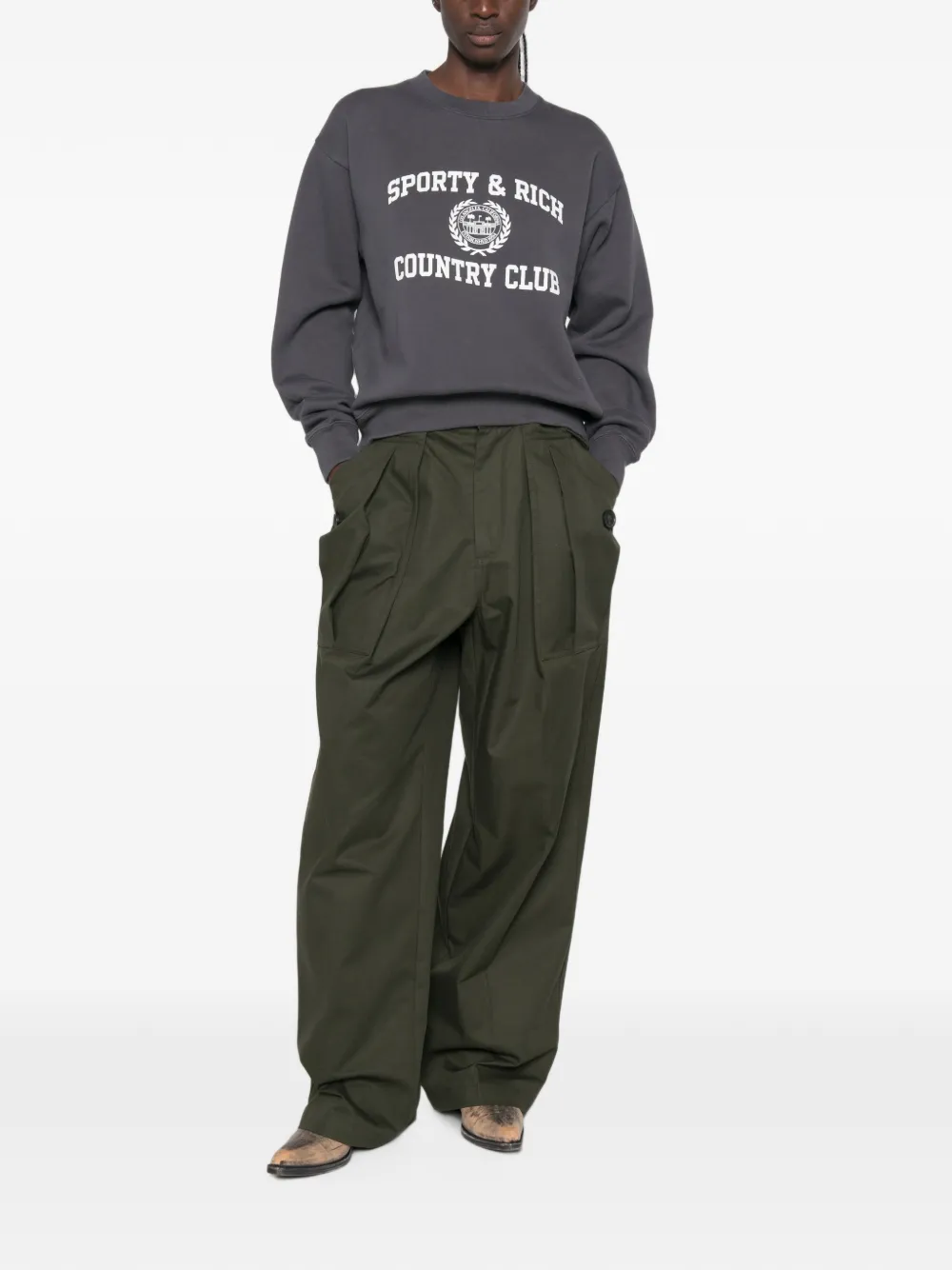 Sporty & Rich Trui met logoprint Grijs
