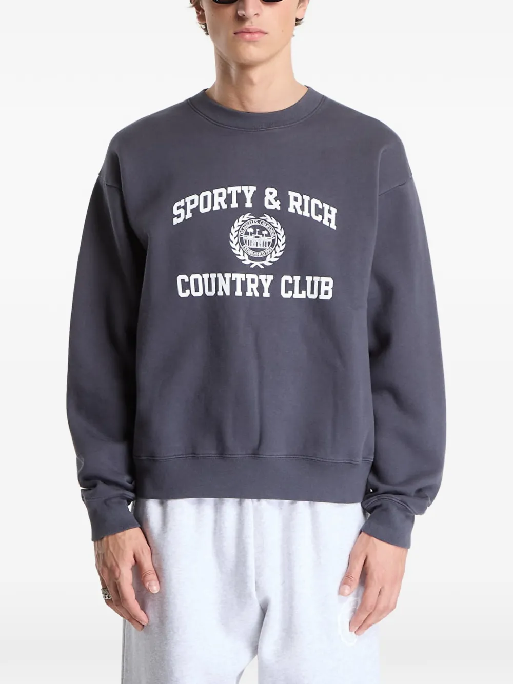 Sporty & Rich Trui met logoprint Grijs