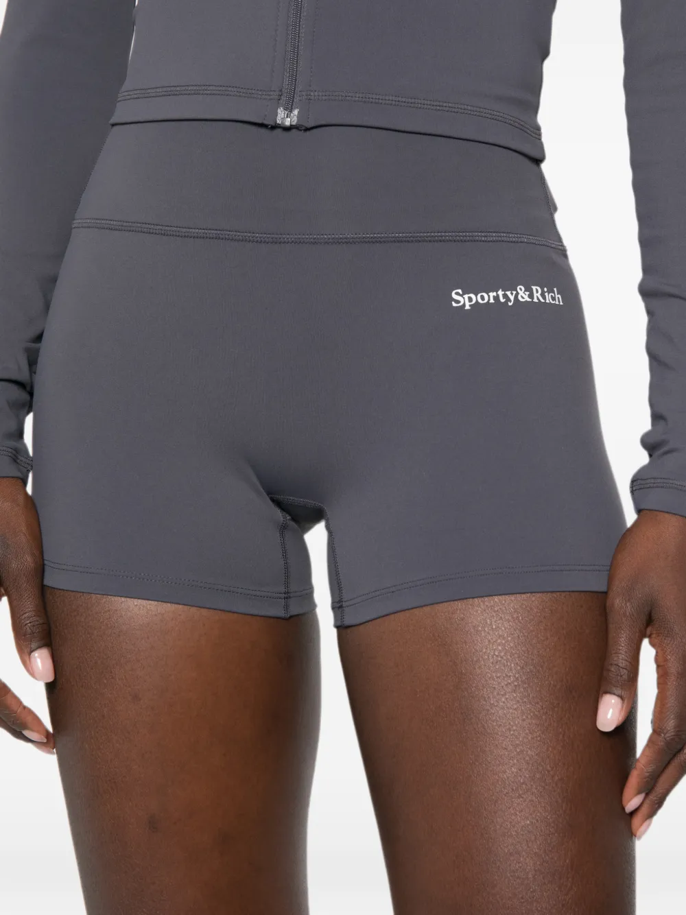 Sporty & Rich High waist shorts met logoprint Grijs