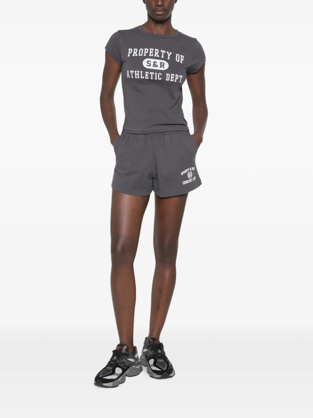 Sporty & Rich Shorts met logoprint Grijs