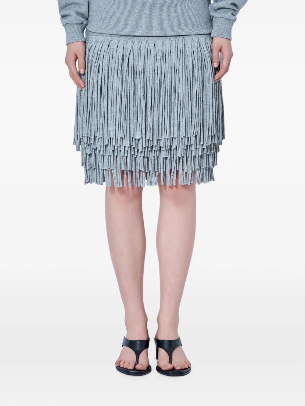 Abra fringe-detail layered skirt - Grau