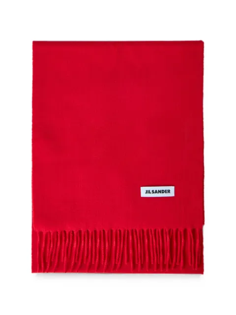 Jil Sander bufanda con flecos y parche del logo