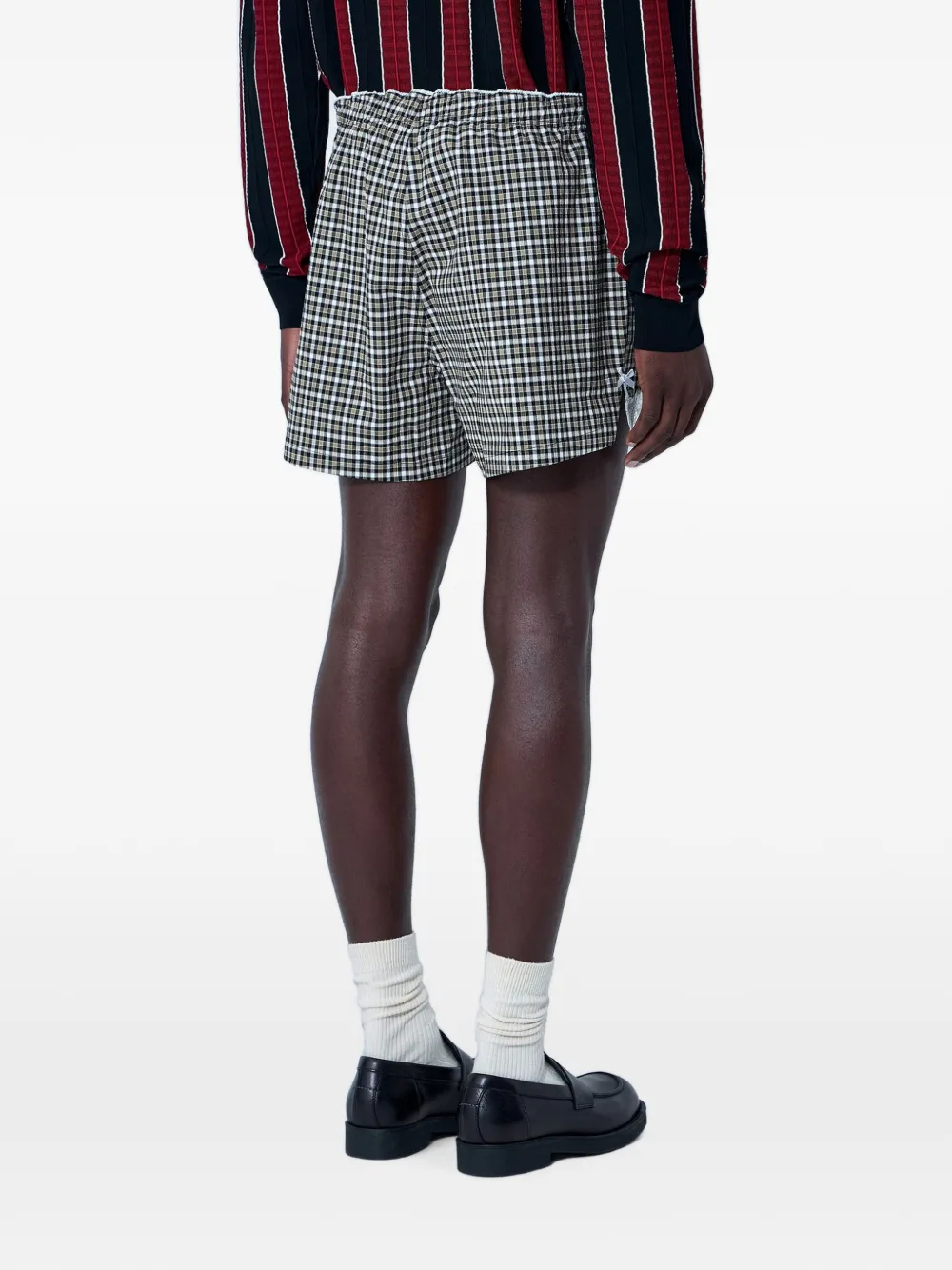 Martine Rose Geruite shorts met kanten afwerking Beige
