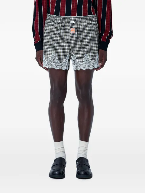 Martine Rose lace-trim checkered shorts