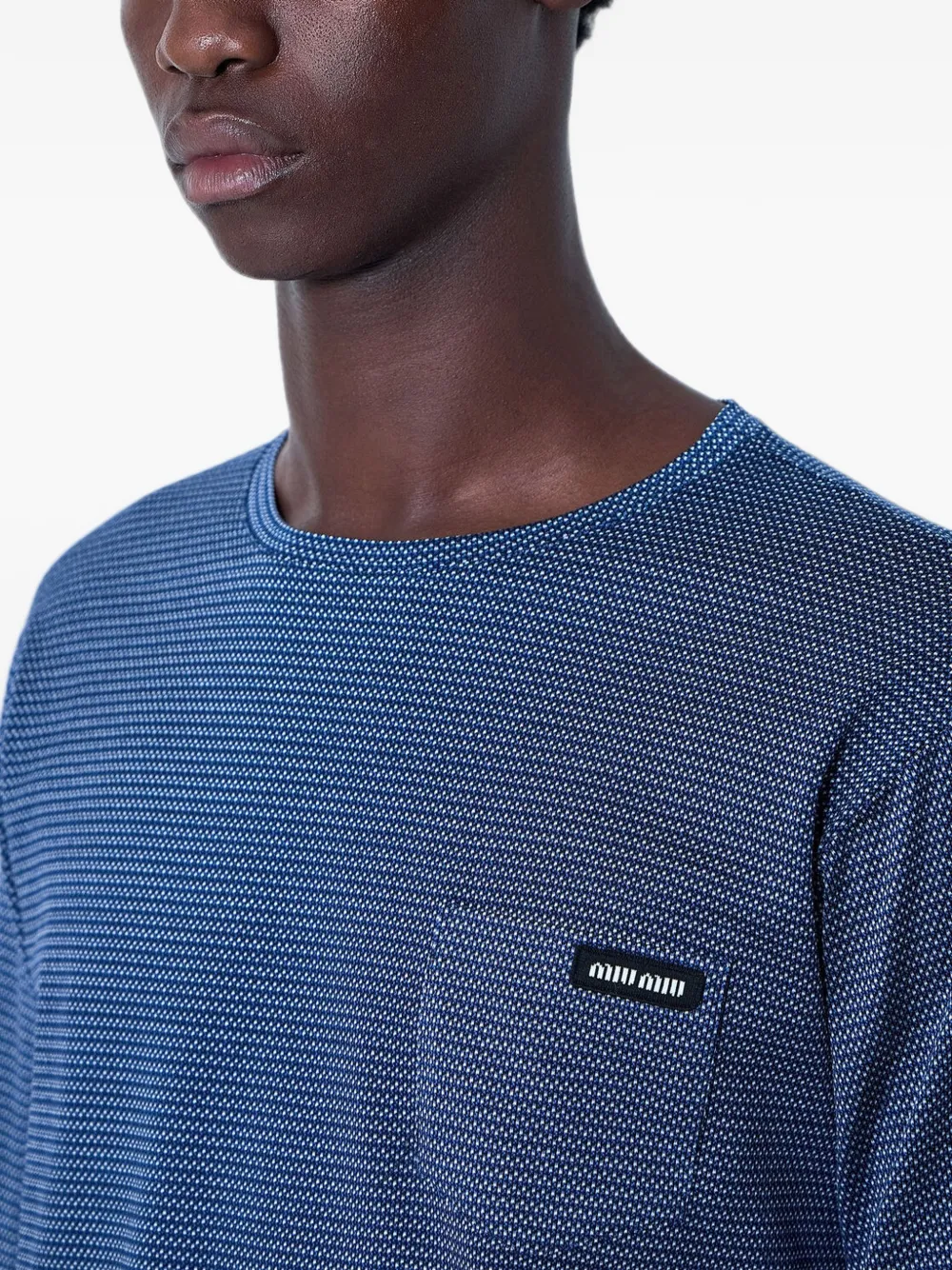 Miu Trui met borstzak en textuur Blauw