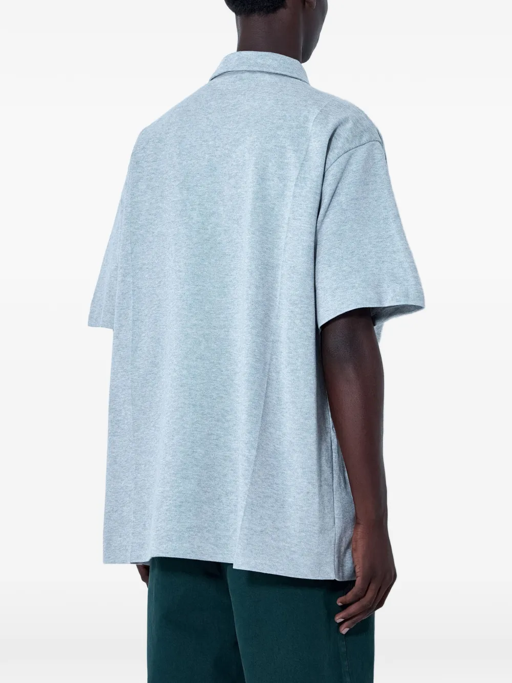 Miu Miu Half-zip Short-sleeve Polo Shirt in Grey, view 3