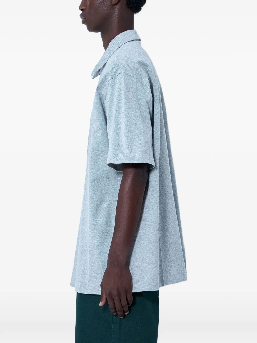 Miu Miu Half-zip Short-sleeve Polo Shirt in Grey, view 2