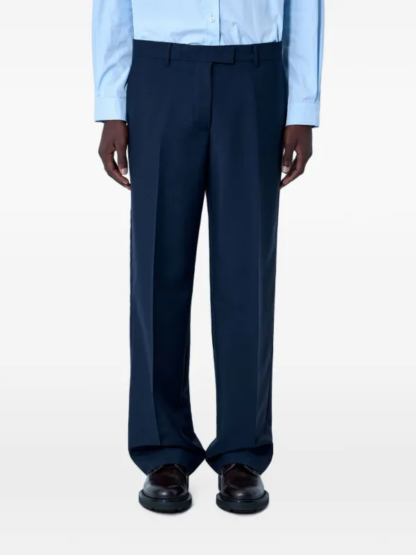 Miu Miu Pressed-crease Tailored Trousers in Blue