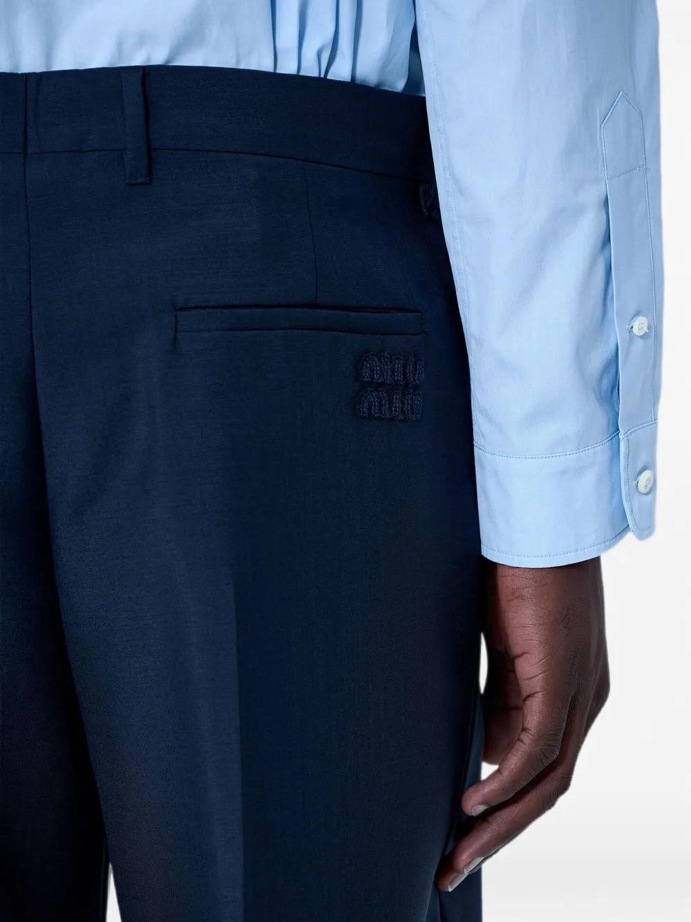 Miu Miu Pressed-crease Tailored Trousers in Blue, view 4