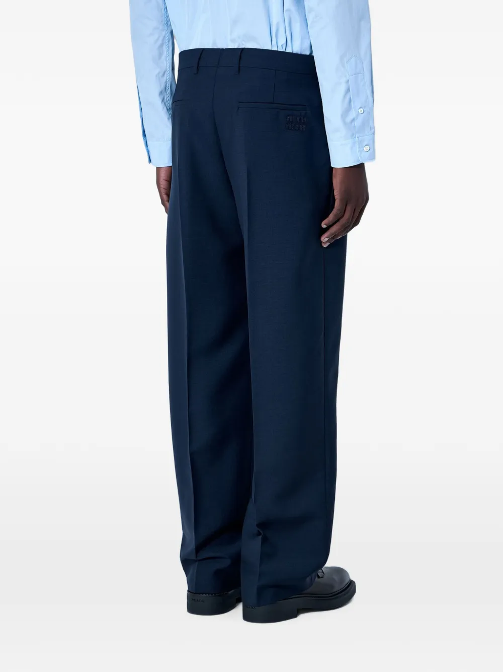 Miu Miu Pressed-crease Tailored Trousers in Blue, view 3