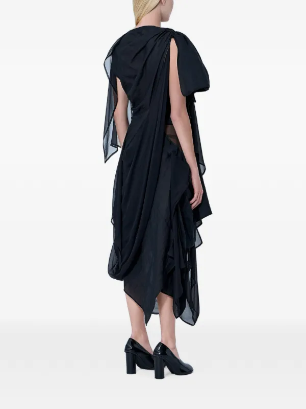 asymmetric drape midi dress Reiss Kenzie Satin Asymmetric Draped Midi Dress
