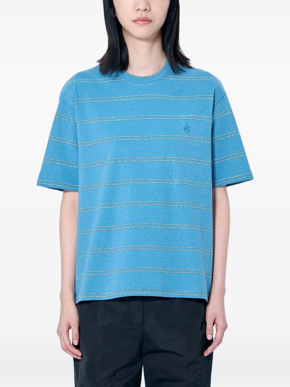 Jil Sander striped logo-embroidered T-shirt - Blu