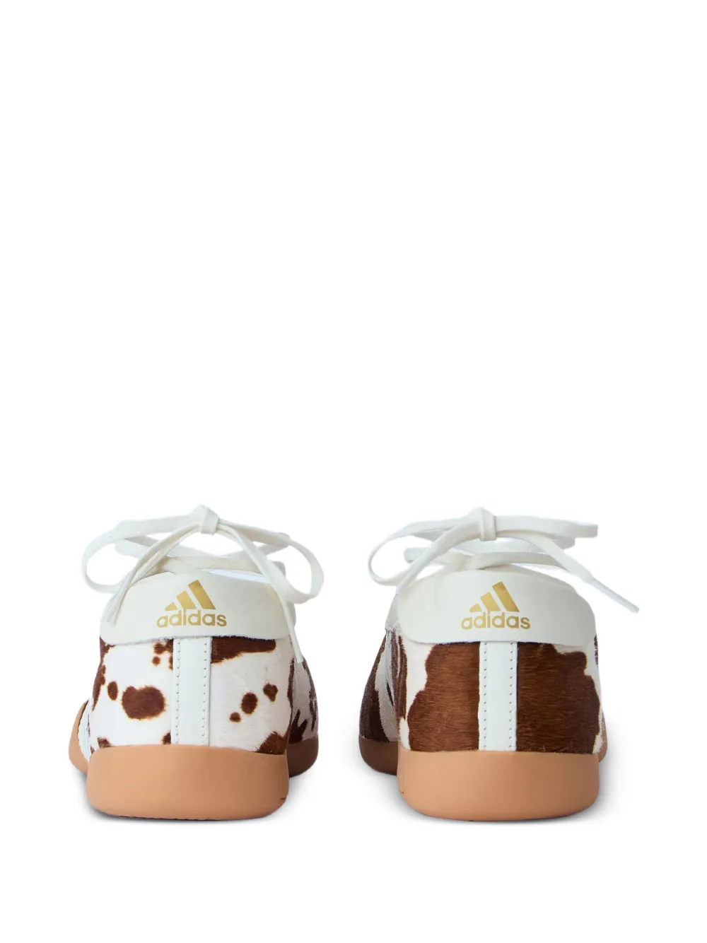 adidas Taekwondo Mei cow-print ribbon-tie ballet flats Beige