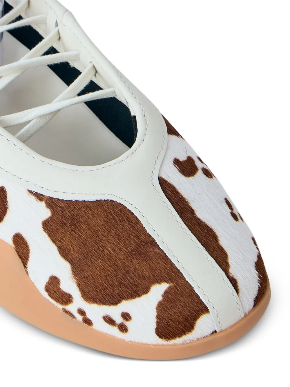 adidas Taekwondo Mei cow-print ribbon-tie ballet flats Beige