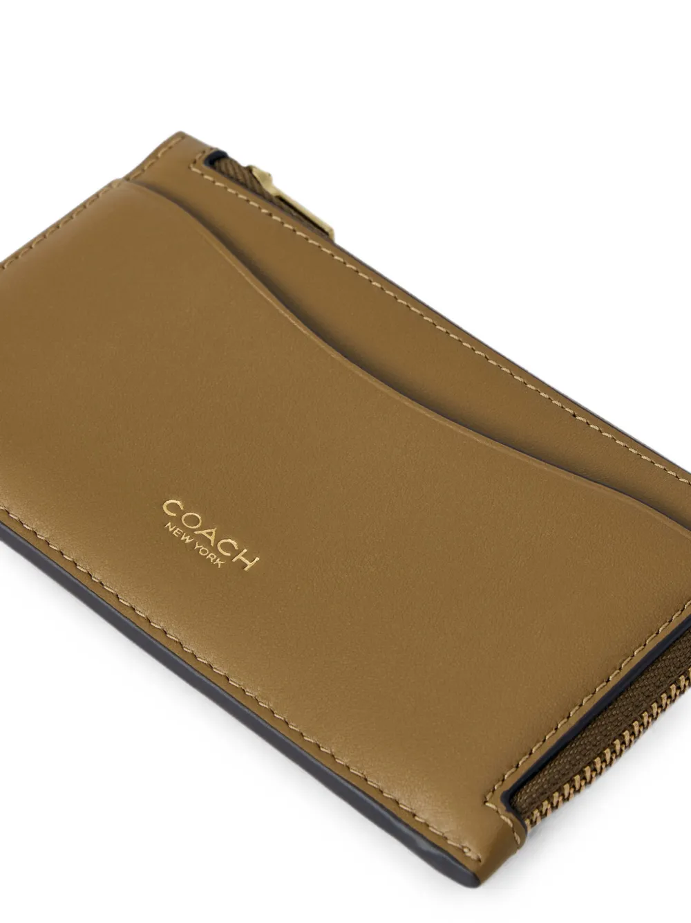 Coach Pasjeshouder van glas leer met rits Beige