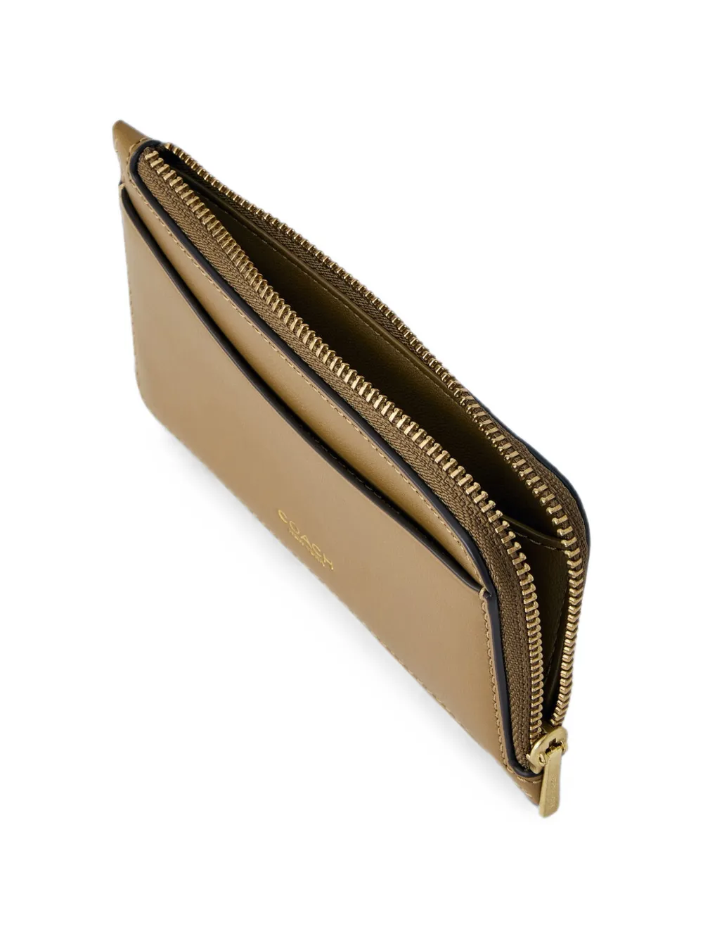 Coach Pasjeshouder van glas leer met rits Beige