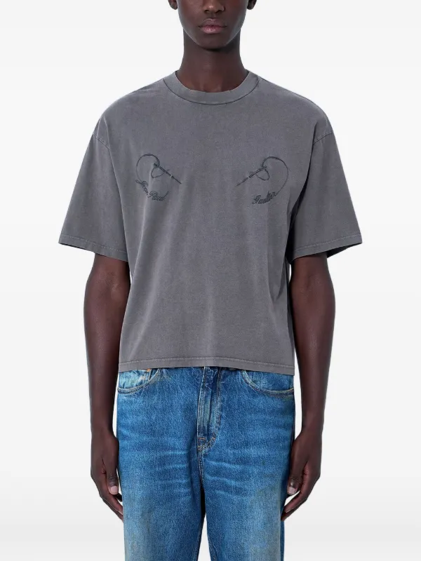 Jean Paul Gaultier Logo-embroidered Cotton T-shirt in Grey