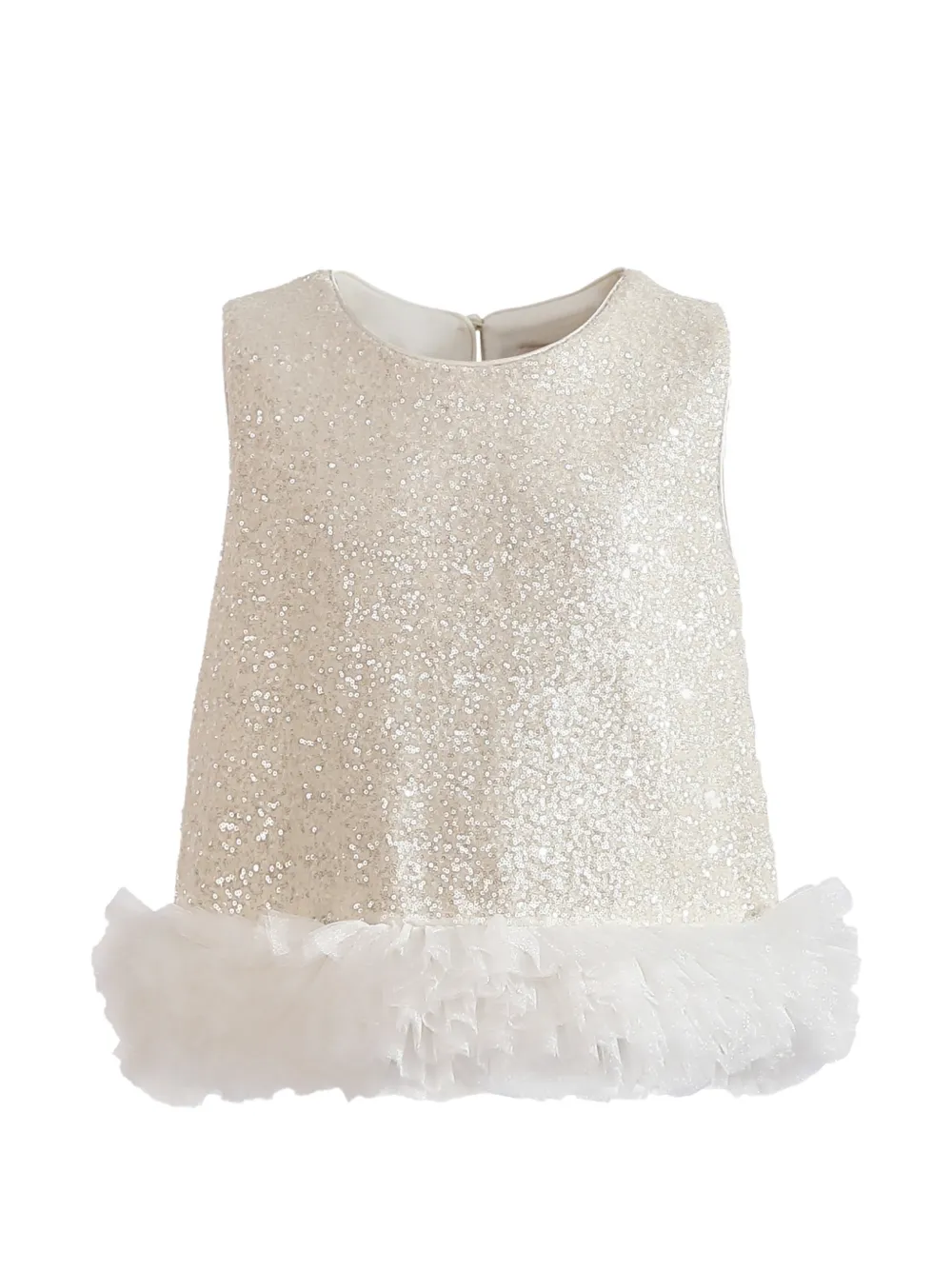 Tulleen Celeste set verfraaid met pailletten en ruches Beige