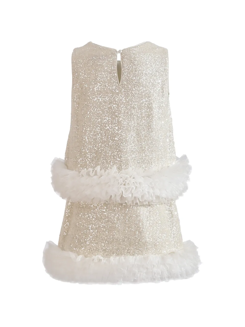 Tulleen Celeste set verfraaid met pailletten en ruches Beige