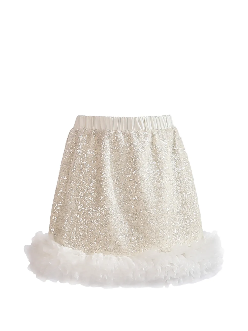 Tulleen Celeste set verfraaid met pailletten en ruches Beige
