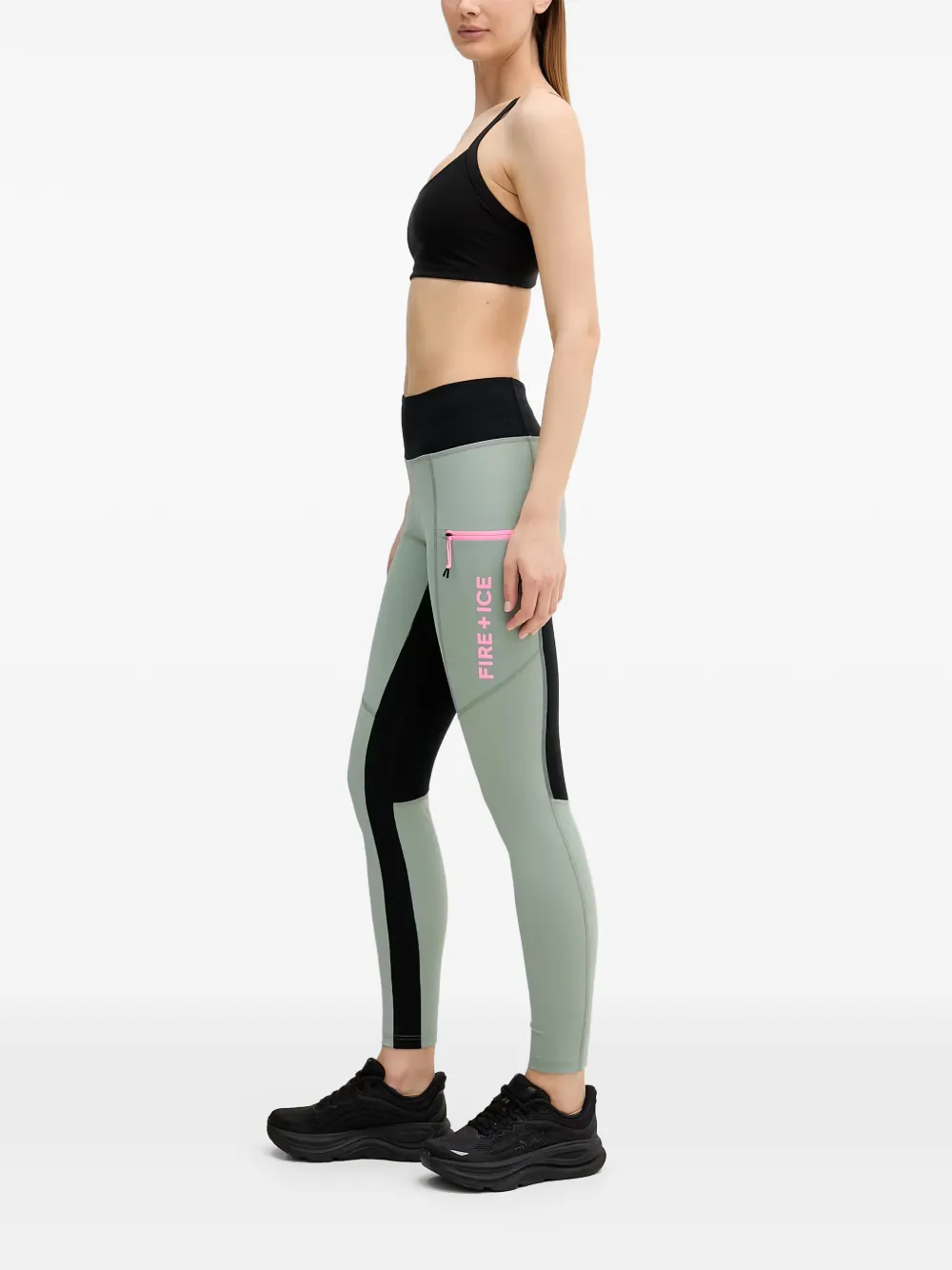 BOGNER FIRE+ICE Candra legging met logoprint en vlakken Groen