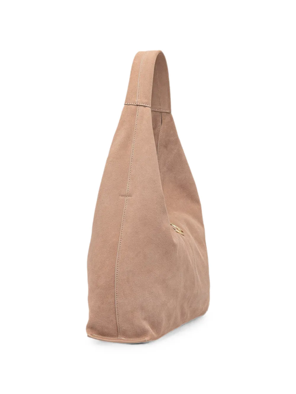Blauer Suède shopper met logoplakkaat Beige