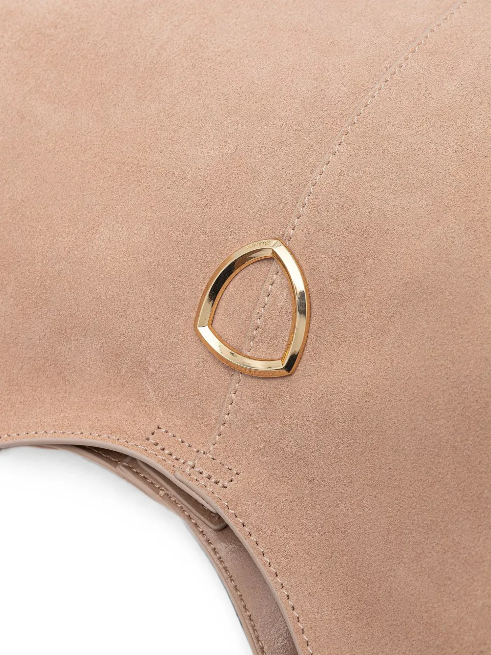 Blauer Suède shopper met logoplakkaat Beige