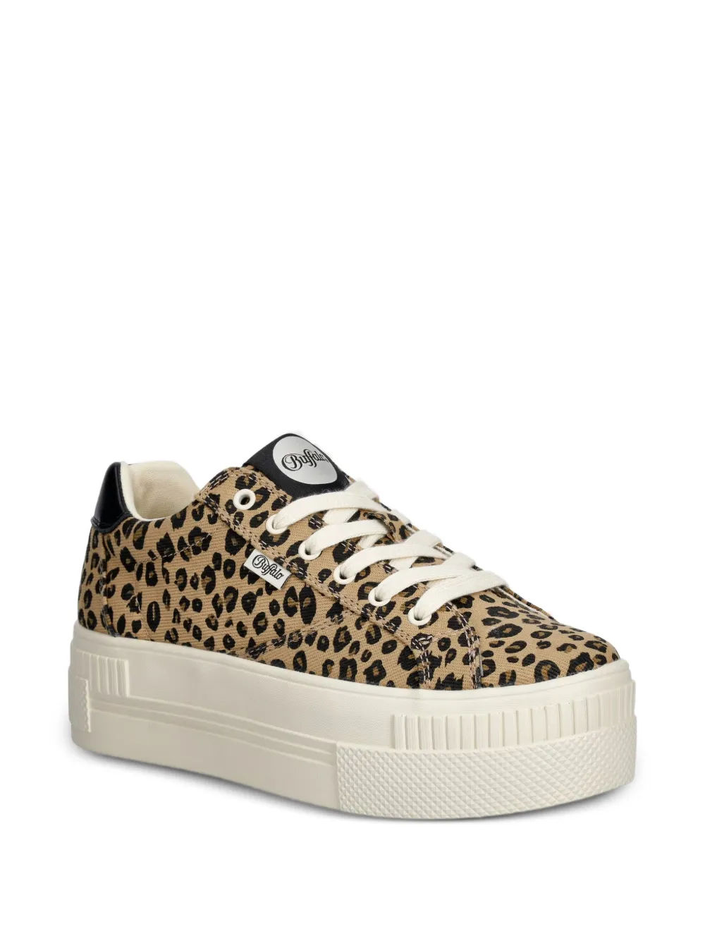 Buffalo Paired sneakers met luipaardprint en plateauzool Bruin