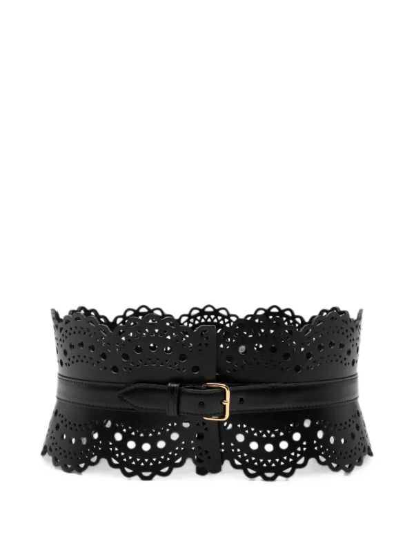 Alaïa Bustier Belt In Perforated Vienne Calfskin | Black | FARFETCH