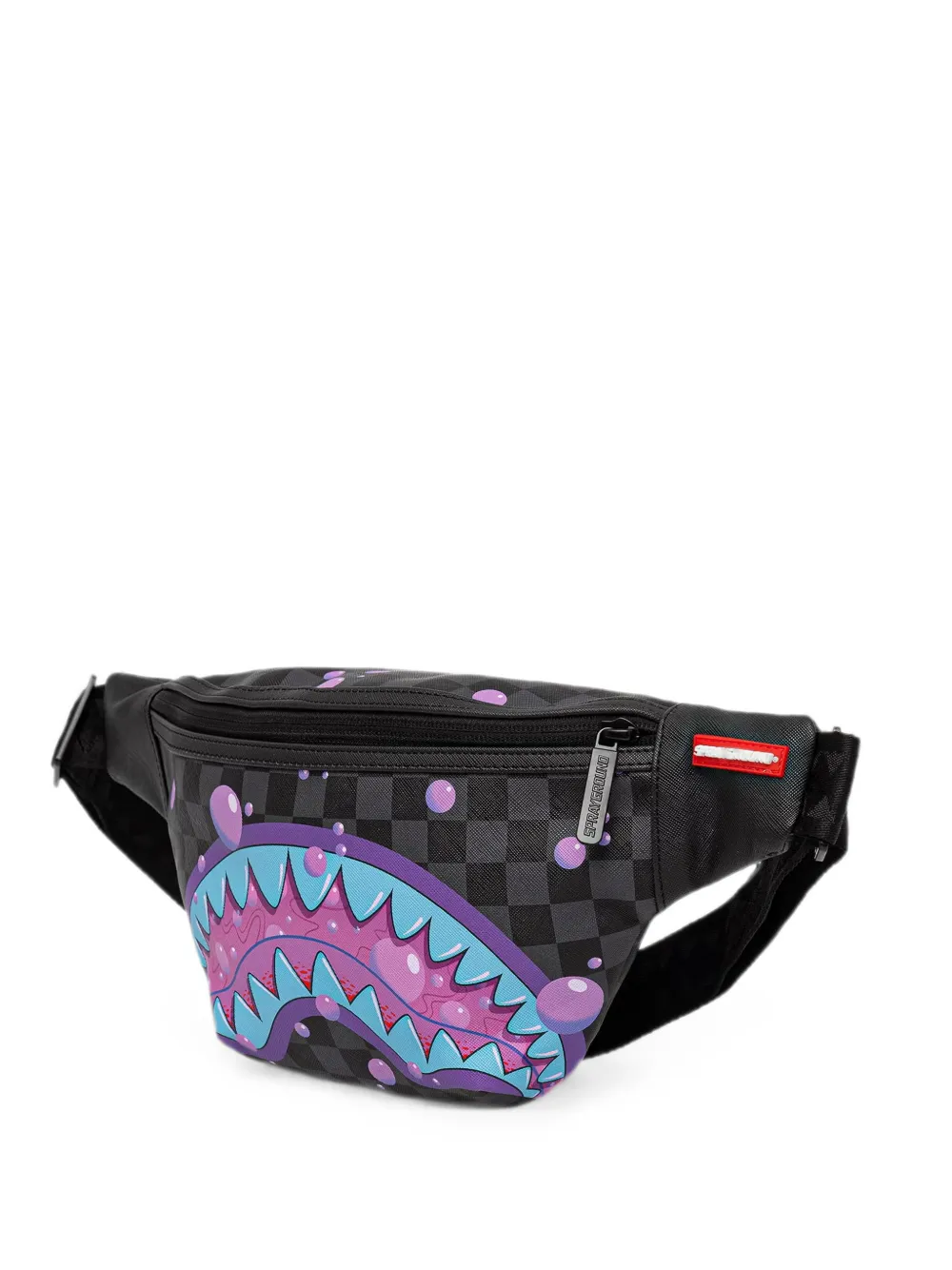 Sprayground Purple Slime check-pattern shark-mouth belt bag - Nero
