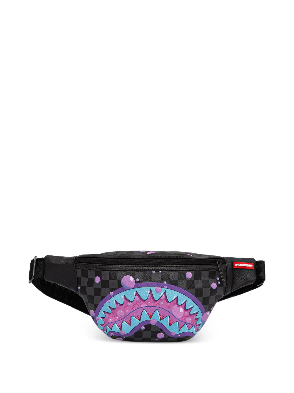 Sprayground Purple Slime check-pattern shark-mouth belt bag - Nero