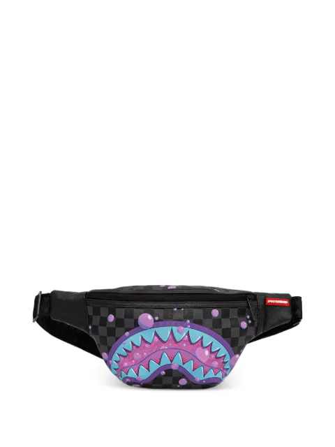 Sprayground Purple Slime check-pattern shark-mouth belt bag