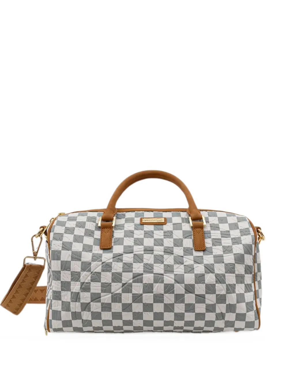 Sprayground check-pattern logo-embossed holdall | White | Image 1