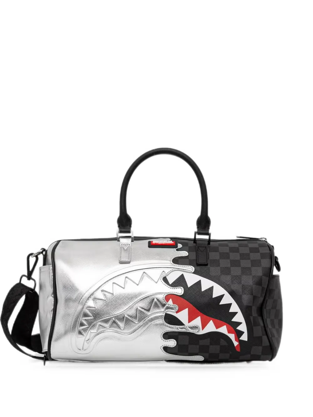 Sprayground Shark-mouth checkerboard holdall - Argento
