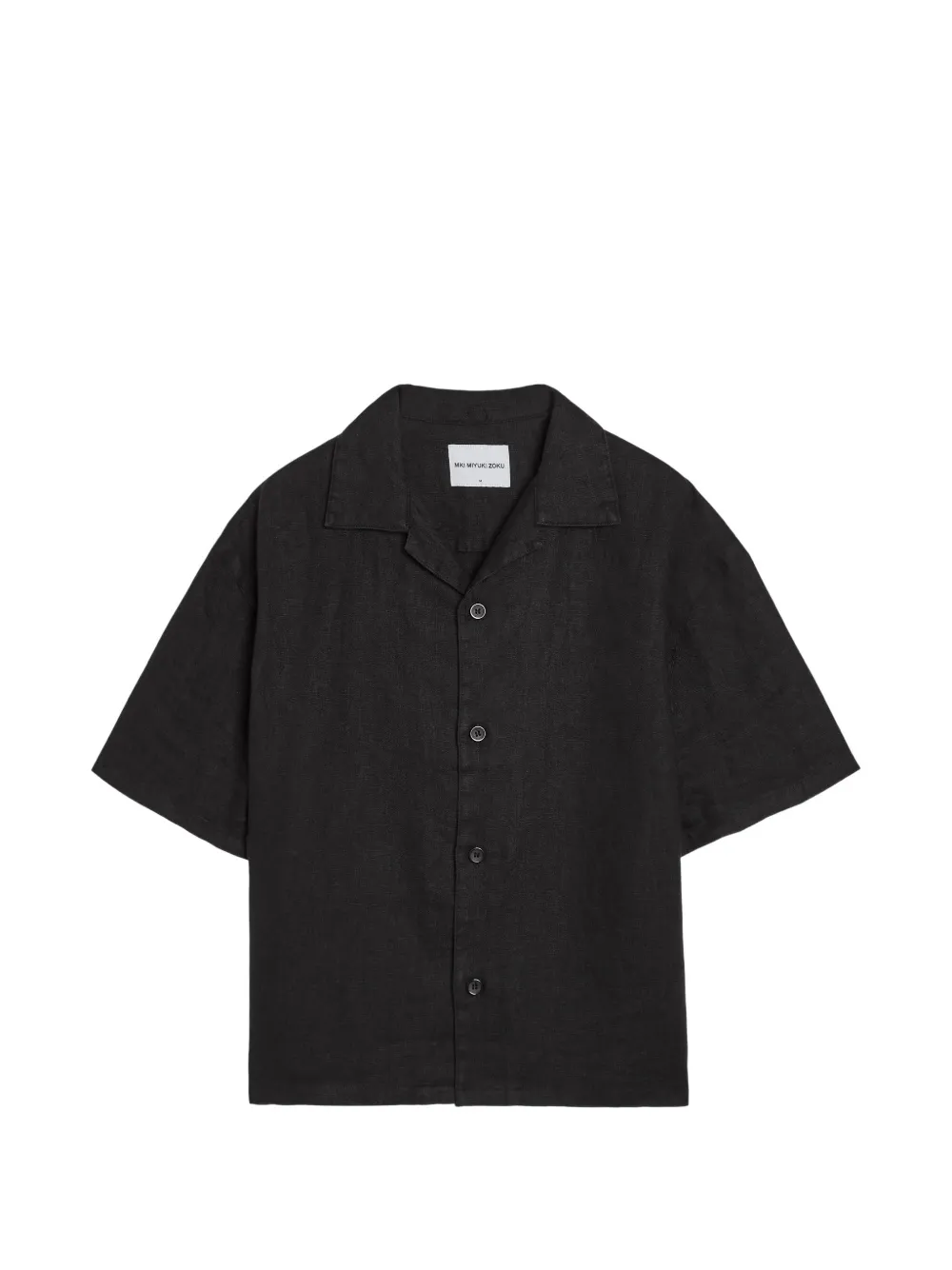 MKI Miyuki Zoku Camicia in lino con collo ampio - Nero