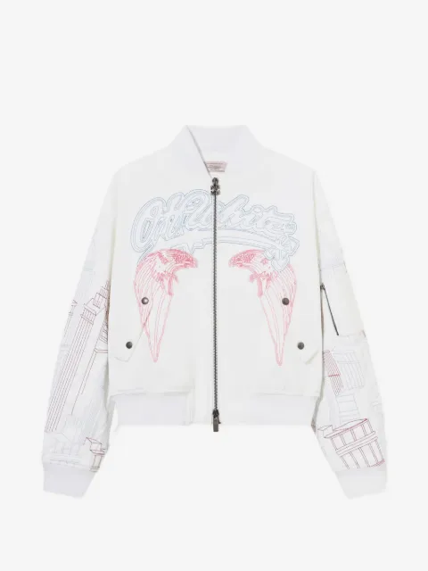 Off-White Skyline embroidered cropped bomber jacket
