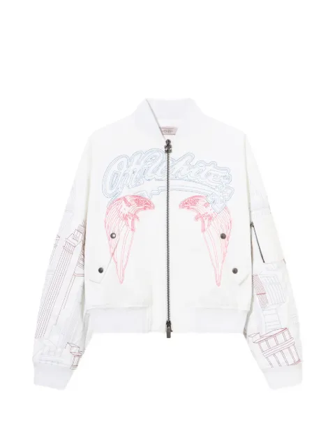 Off-White veste bomber crop Skyline à broderies