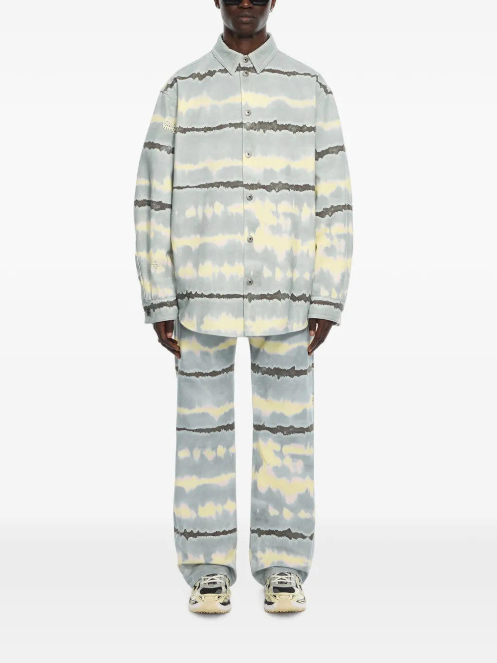 Off-White katoenen shirtjack met tie-dye print Groen