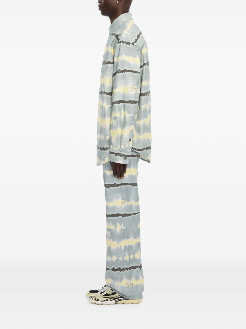 Off-White katoenen shirtjack met tie-dye print Groen